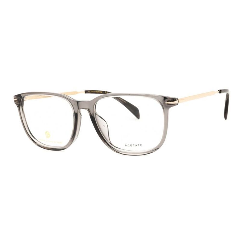 David Beckham Eyeglasses Rectangle Full Rim, Grey Gold Frame and Clear Demo